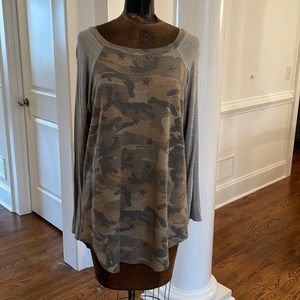 Camo Print and Gray Raglan Long Sleeve Shirt - FINAL SALE
